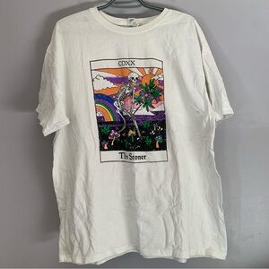 Skeleton Stoner Graphic T-Shirt Psychedelic Tarot Mushroom Weed XL